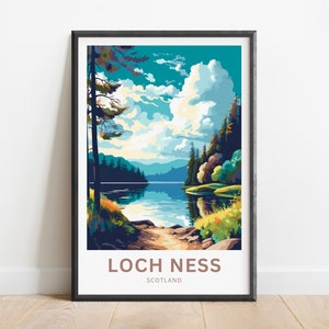Loch Ness Travel Print - Loch Ness poster, Scotland Wall Art, Framed present, Gift Scotland Present