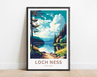 Loch Ness Travel Print - Loch Ness poster, Scotland Wall Art, Framed present, Gift Scotland Present