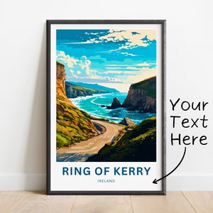 Personalized Ring of Kerry Travel Print - Ring of Kerry poster, Ireland Wall Art, Framed present, Gift Ireland Present