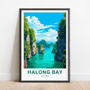 Halong Bay Travel Print - Halong Bay poster, Vietnam Wall Art, Framed present, Gift Vietnam Present