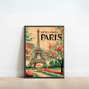 Eiffel Tower Vintage Travel Poster - Eiffel Tower Paris print, Paris Wall Art, Framed present, Gift France Present