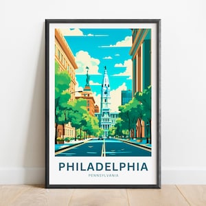 Philadelphia Travel Print - Philadelphia poster, Pennsylvania Wall Art, Framed present, Gift Pennsylvania Present
