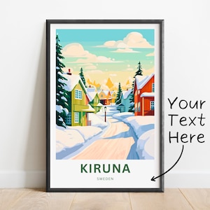 Personalized Kiruna Travel Print - Kiruna poster, Sweden Wall Art, Framed present, Gift Sweden Present