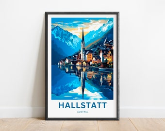 Hallstatt Travel Print - Hallstatt poster, Austria Wall Art, Framed present, Gift Austria Present