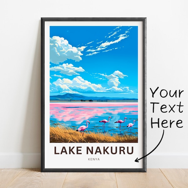 Personalized Lake Nakuru Travel Print - Lake Nakuru poster, Kenya Wall Art, Framed present, Gift Africa Present