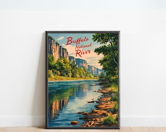 Buffalo River Vintage Travel Poster - Buffalo River Print, Arkansas Wall Art, Framed, Gift Arkansas Present