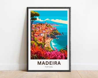 Madeira Travel Print - Madeira poster, Portugal Wall Art, Framed present, Gift Portugal Present