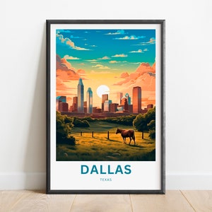 Dallas Travel Print - Dallas poster, Texas Wall Art, Framed present, Gift Texas Present, Customize Your Text