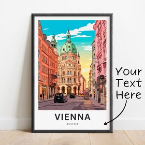 Impressão personalizada de viagem de Viena - pôster de Viena, arte de parede da Áustria, presente emoldurado, presente da Áustria