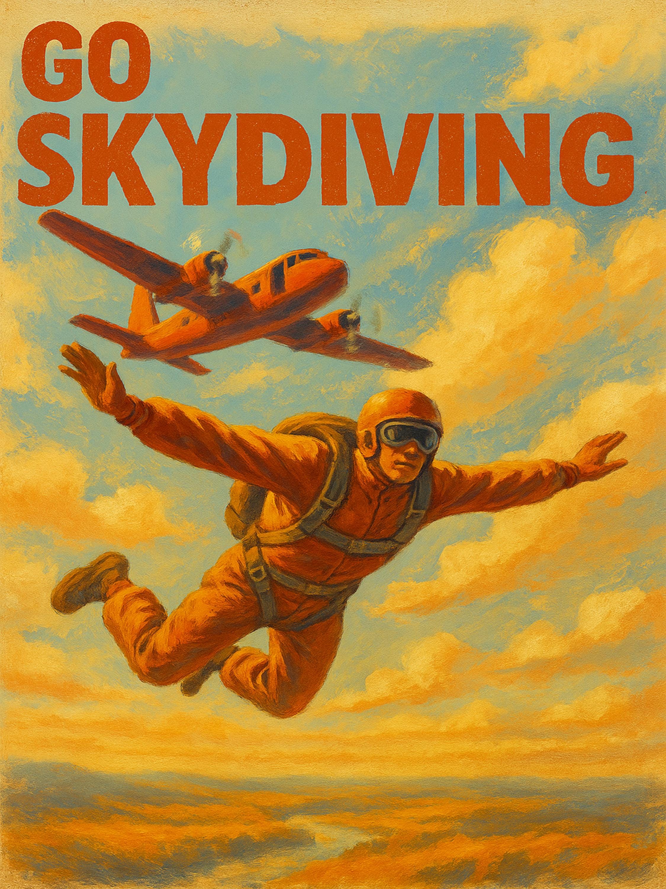 Skydiving Poster – Vintage Skydiving Wall Art for Extreme Sports 