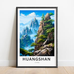Huangshan Mountain Travel Print - Huangshan poster, China Wall Art, Framed present, Gift China Present