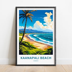 Kaanapali Beach Travel Print - Kaanapali Beach poster, Hawaii Wall Art, Framed present, Gift Hawaii Present