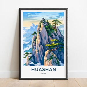 Huashan Travel Print - Mount Hua poster, China Wall Art, Framed present, Gift China Present, Personalized Text