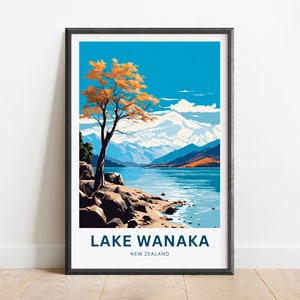 Wanaka Travel Print - Wanaka poster, New Zealand Wall Art, Framed present, Gift New Zealand Present