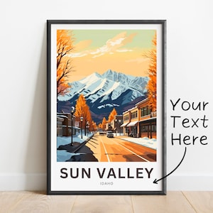 Personalized Sun Valley Travel Print - Sun Valley poster, Idaho Wall Art, Framed present, Gift Idaho Present