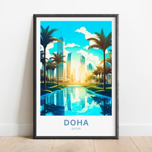Doha Travel Print - Doha poster, Qatar Wall Art, Framed present, Gift Qatar Present