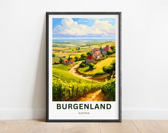 Resetavla Burgenland - Burgenland-affisch, Väggkonst Österrike, Inramad present, Gåva Österrike Present