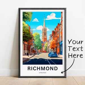 Personalized Richmond Travel Print - Richmond poster, Virginia Wall Art, Framed present, Gift Virginia Present