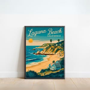Laguna Beach Vintage Travel Poster: California Coastal Art