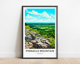 Pinnacle Mountain Travel Print - Pinnacle Mountain poster, Arkansas Wall Art, Framed present, Gift Arkansas Present, Customized Your Text