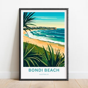 Bondi Beach Travel Print - Bondi Beach poster, Australia Wall Art, Framed present, Gift Australia Present