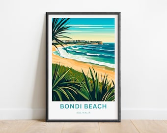 Bondi Beach Travel Print - Bondi Beach poster, Australia Wall Art, Framed present, Gift Australia Present