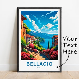 Personalized Bellagio Travel Print - Bellagio poster, Italy Wall Art, Framed present, Gift Italy Present