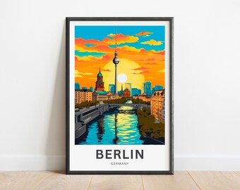 Berlin Resetryck - Berlinposter, Tyskland Väggkonst, Inramad present, Gåva Tyskland Present