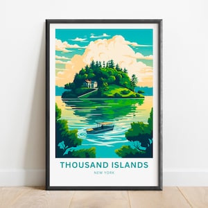Thousand Islands  Travel Print - Thousand Islands poster, New York Wall Art, Framed present, Gift New York Present