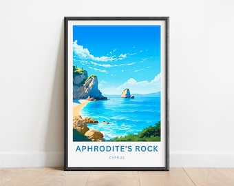 Cyprus Wall Art Print, Aphrodite's Rock (Minimalist Coastal Scene)