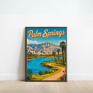 Palm Springs Vintage Travel Poster - Palm Springs print, California Wall Art, Framed present, Gift California Present