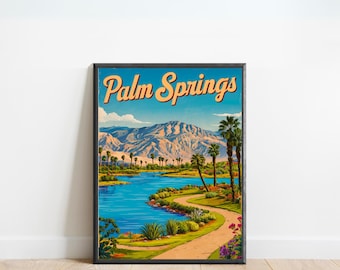 Póster de viaje vintage de Palm Springs: impresión de Palm Springs, arte de pared de California, regalo enmarcado, regalo de California