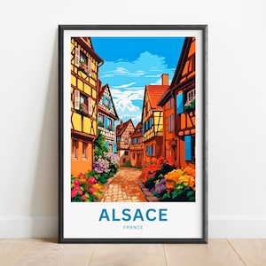 Reisafdruk Elzas - Elzasposter, Frankrijk muurkunst, ingelijst cadeau, cadeau Frankrijk cadeau