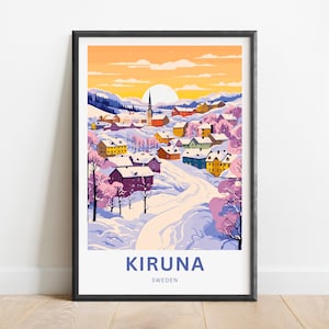 Kiruna Travel Print - Kiruna poster, Sweden Wall Art, Framed present, Gift Sweden Present