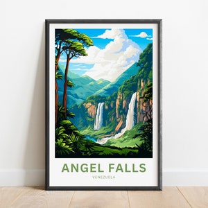 Angel Falls Travel Print - Angel Falls poster, Venezuela Wall Art, Framed present, Gift Venezuela Present