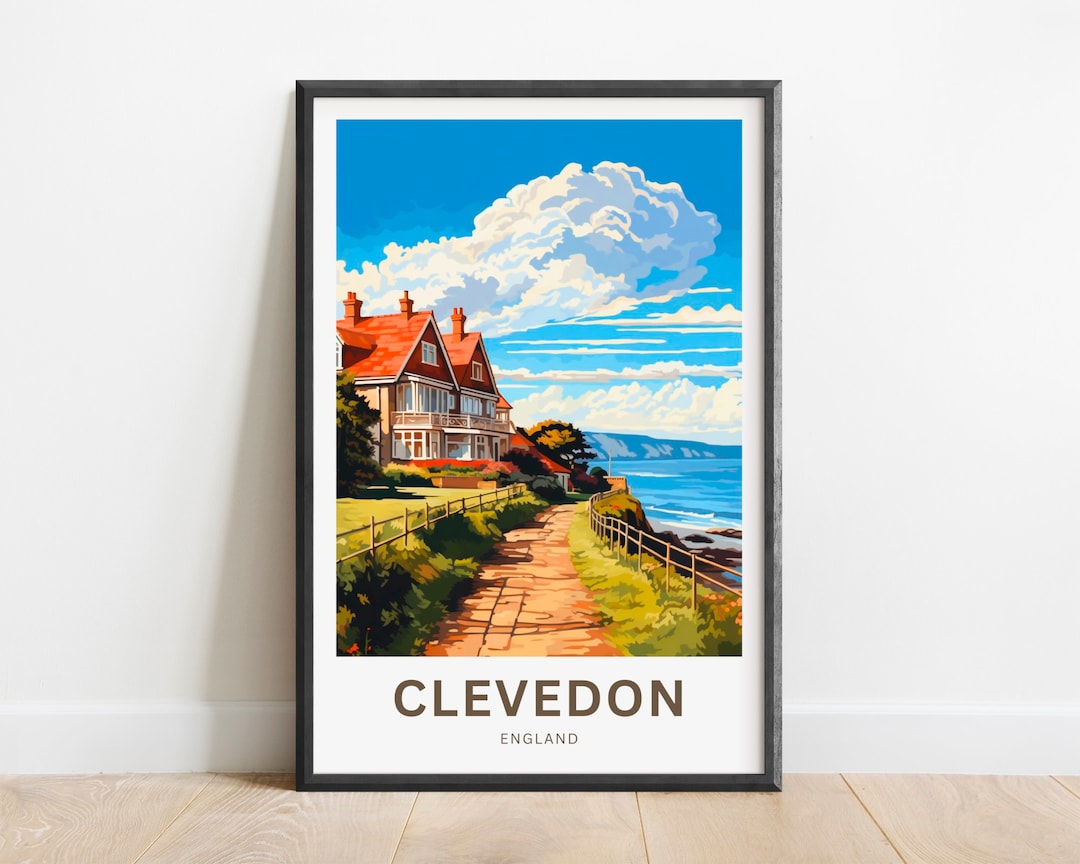 Clevedon Travel Print Clevedon Poster, England Wall Art, Framed Present