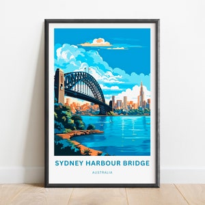 Sydney Harbour Bridge Travel Print - Sydney Harbour Bridge poster, Australia Wall Art, Framed, Gift Australia Decor Present, Custom Text
