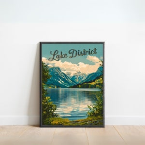 The Lake District Vintage Travel Poster - Lake District Print, Great England Wall Art, Framed, Gift England Present