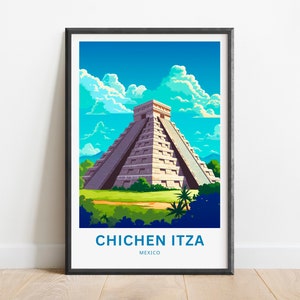 Chichen Itza Travel Print - Chichen Itza poster, Mexico Wall Art, Framed present, Gift Mexico Present