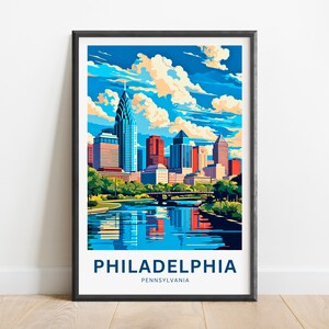 Philadelphia Travel Print - Philadelphia poster, Pennsylvania Wall Art, Framed present, Gift Pennsylvania Present