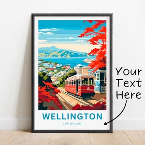 Personalized Wellington Travel Print - Wellington poster, Zealand Wall Art, Framed present, Gift Zealand Present