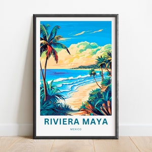 Riviera Maya Travel Print - Cartel de la Riviera Maya, Arte de la pared de México, Presente enmarcado, Regalo México Presente