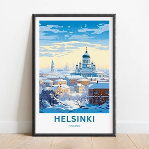 Helsinki Travel Print - Helsinki poster, Finland Wall Art, Framed present, Gift Finnish Art Decor Present, Customize Your Text