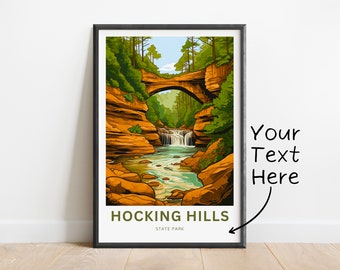 Personalized Hocking Hills Travel Print - Hocking Hills State Park poster, Florida Wall Art, United States Framed present, Gift Ohio Present