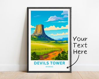 Devils Tower Wyoming Art Print: Personalized Travel Poster
