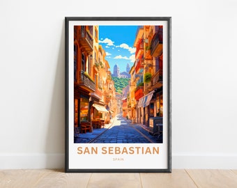 San Sebastian Print - San Sebastian poster, Spain Wall Art, Framed present, Gift Spain Present
