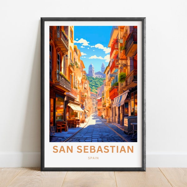 San Sebastian Print - San Sebastian poster, Spain Wall Art, Framed present, Gift Spain Present