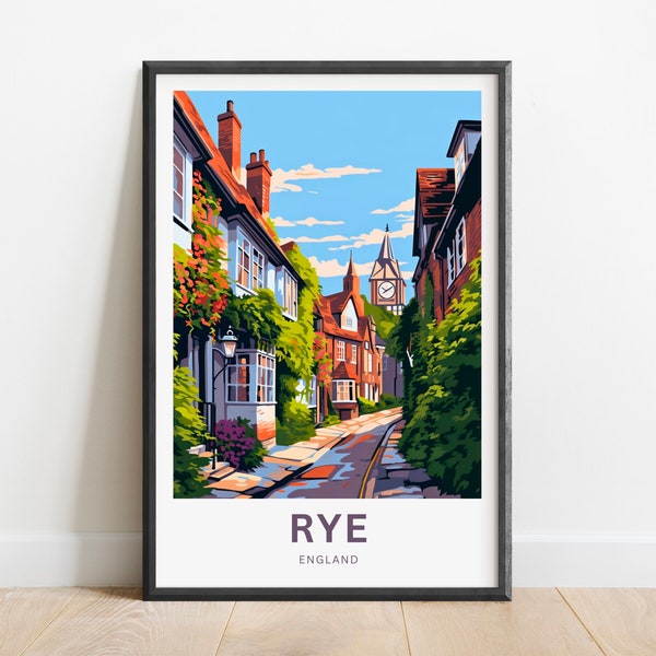 Rye Travel Print - Roggen Poster, England Wandkunst, gerahmtes Geschenk, Geschenk England