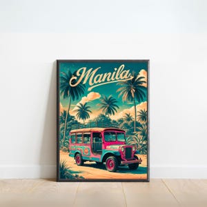 Manila Vintage Reise Poster - Manila Druck, Philippinen Wand Kunst, gerahmt, Geschenk Philippinen Geschenk