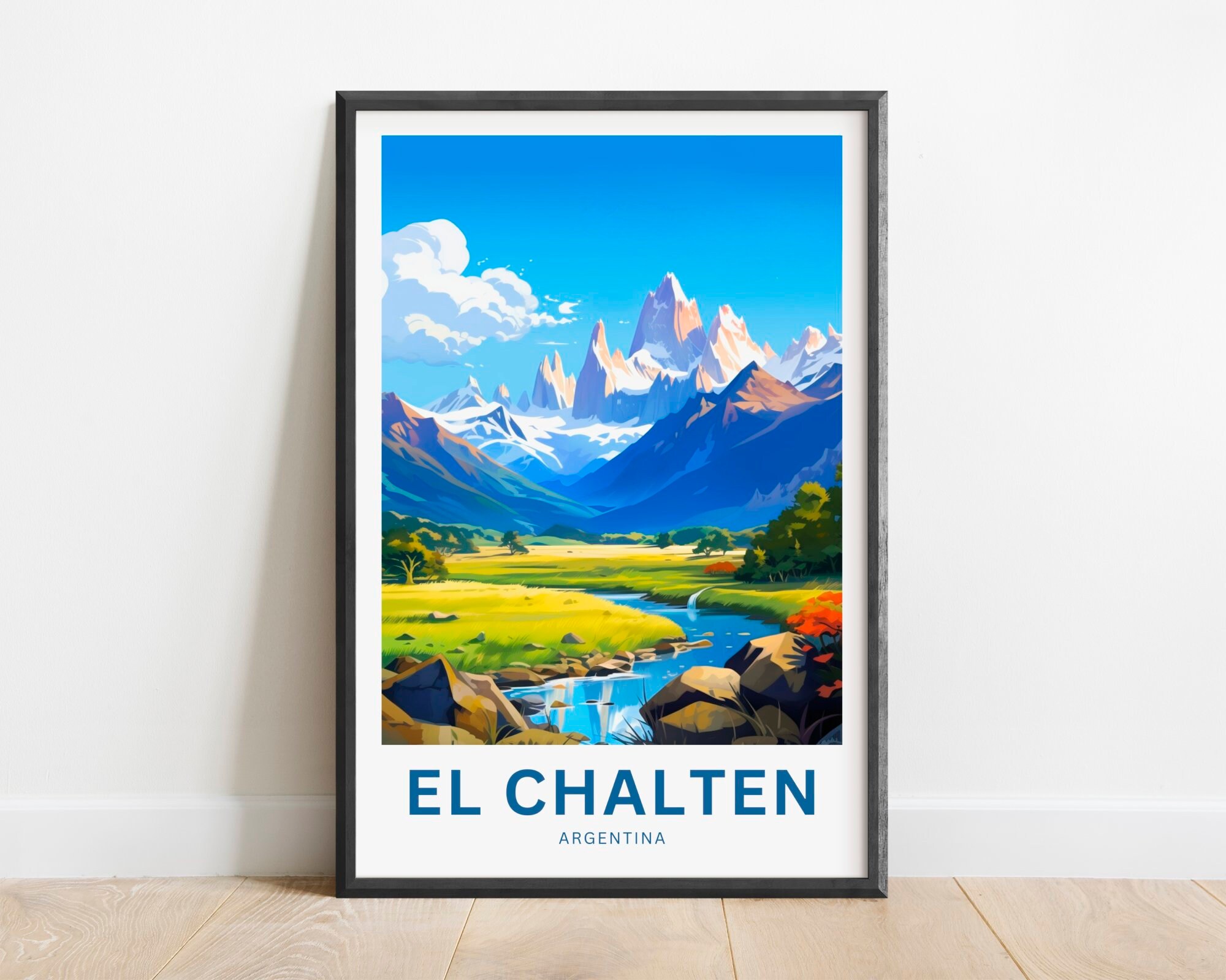 El Chalten Travel Print - El Chalten poster, Patagonia Wall Art, Framed present, Gift Argentina Present